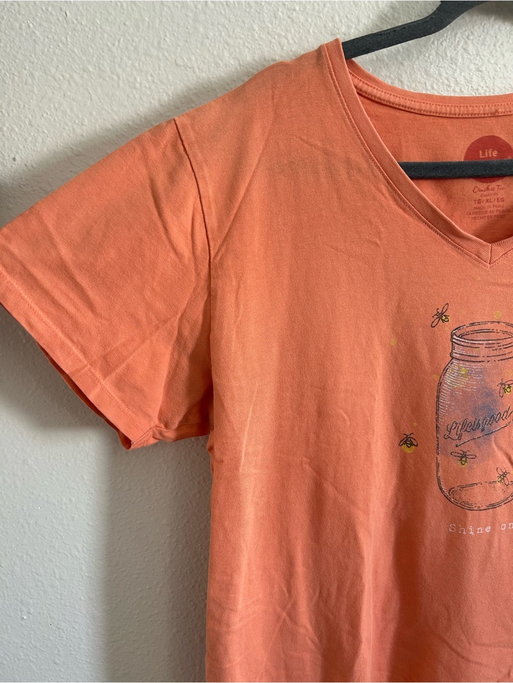 Life Is Good Shine On Mason Jar Classic Fit Crusher Vneck Tshirt Womens XL - Picture 4 of 8